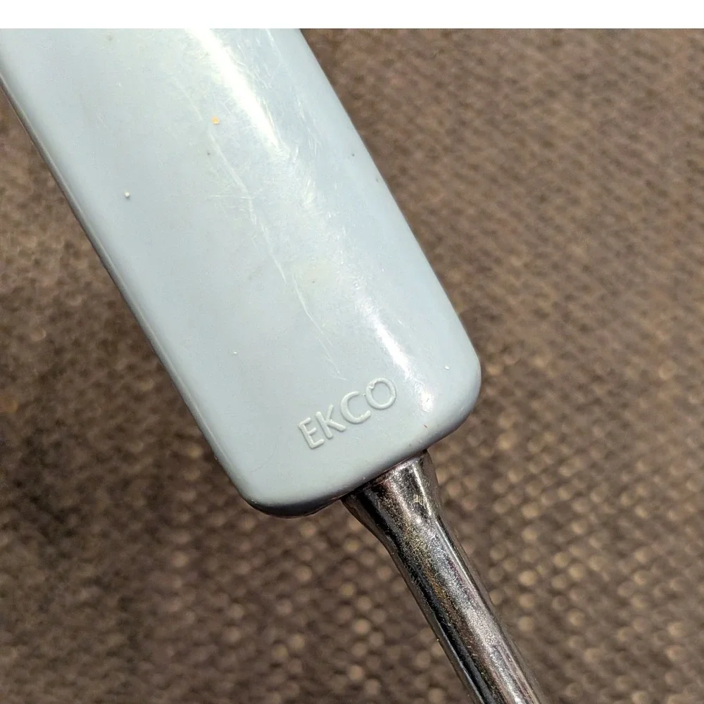 Vintage EKCO Slotted Turner Spatula Light Blue Nylon Handle Made in USA